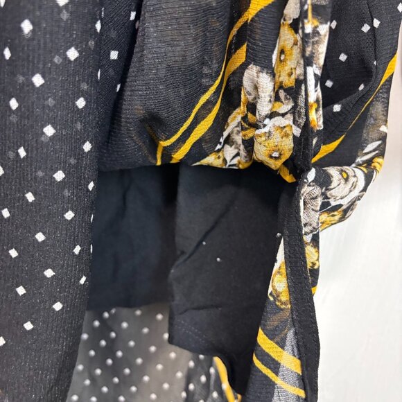 Alfani Sheer Mini Dress Career Black Gold Floral Lightweight Pullover Womens M - Picture 5 of 7